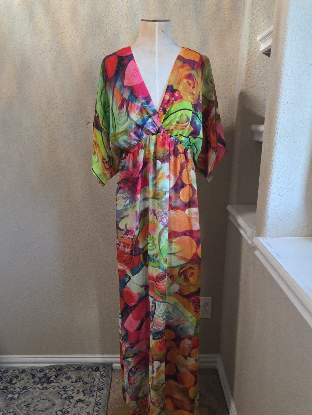 Vibrant Multicolor Floral Maxi Dress